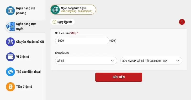 Nạp tiền 12bet với internet banking